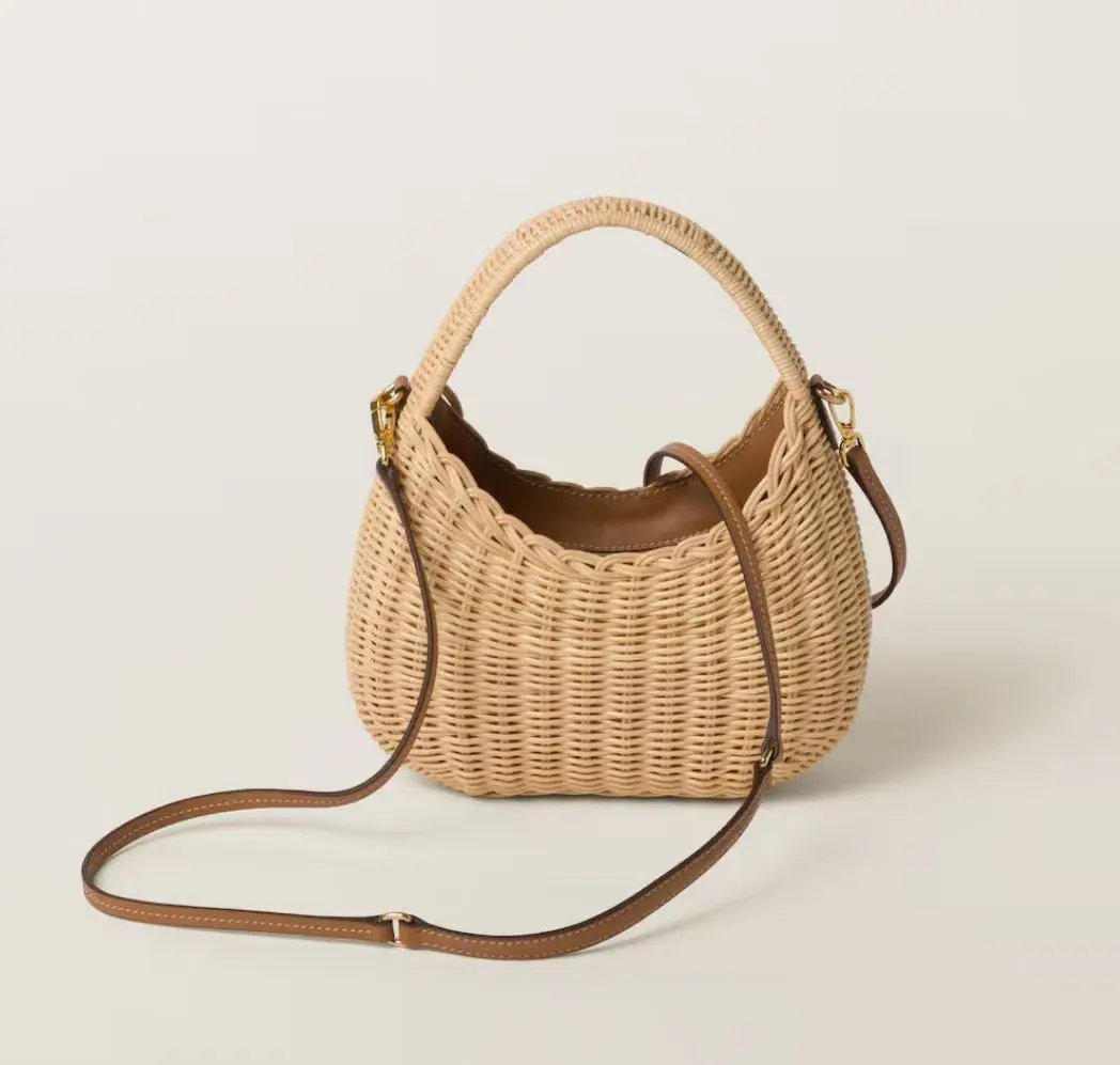 MIU MIU Wander Wicker Hobo Bag photo 2
