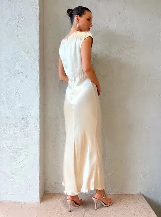 Bec & Bridge Indi V Maxi Dress In Vanilla Cream Size AU 10 photo 2