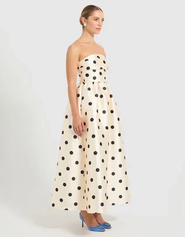 Pasduchas Dottie Strapless Midi Dress; size 8 photo 5
