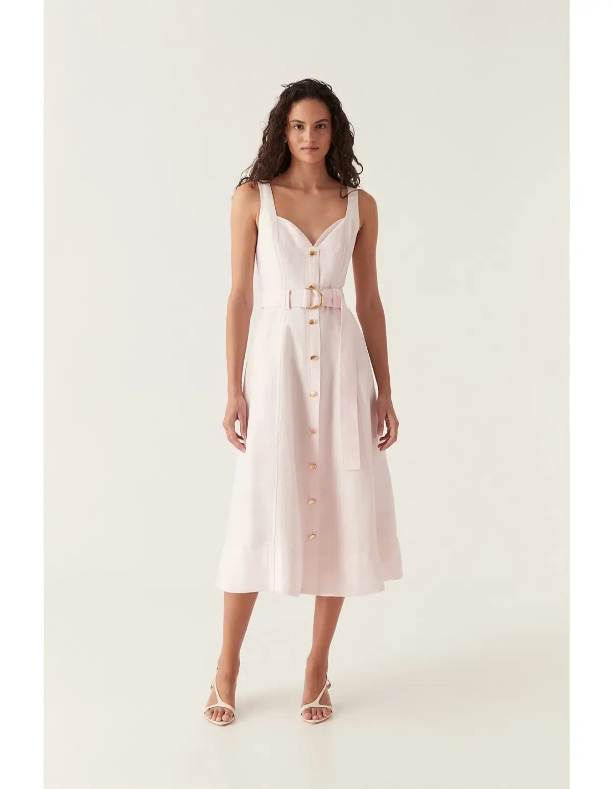 Aje Clay Belted Midi Dress Pastel Pink size8 photo 8