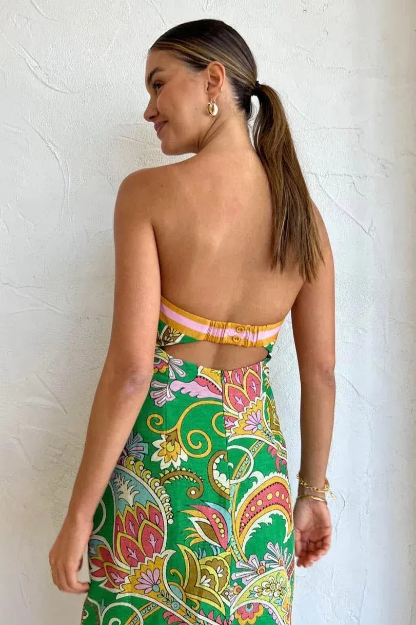 Alemais Marion Bodice Midi Dress Green Size AU 10 photo 4