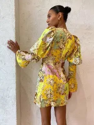 Alemais Matilde Puff Sleeve Mini Dress Multi Size 6 photo 3