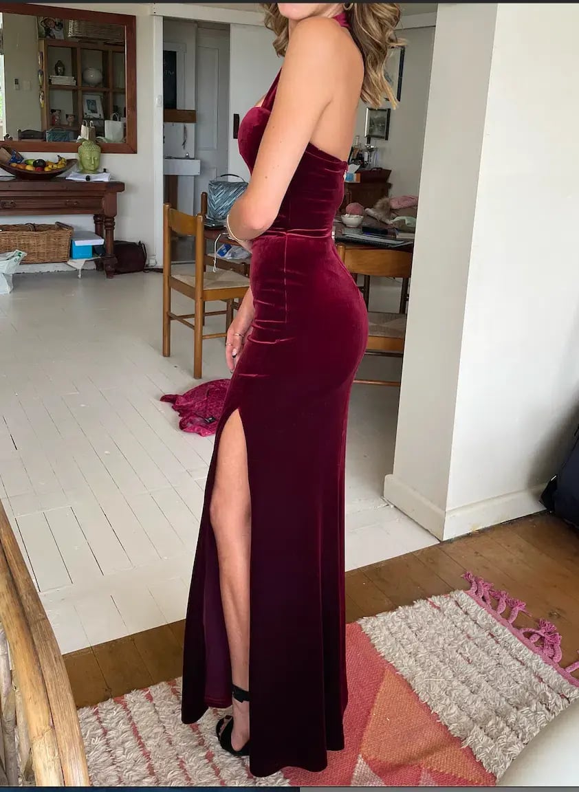 Love Nookie Vera Velvet Gown in Wine Red Size 8 photo 4