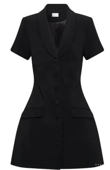 Meshki Paolina Collared Suiting Mini Dress Black Size 4 photo 3