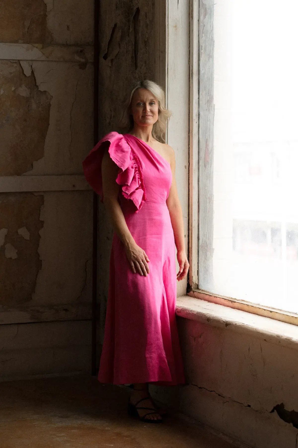 Aje Bonjour Asymmetric A-line Midi Dress Fuchsia Pink Size 8 photo 5