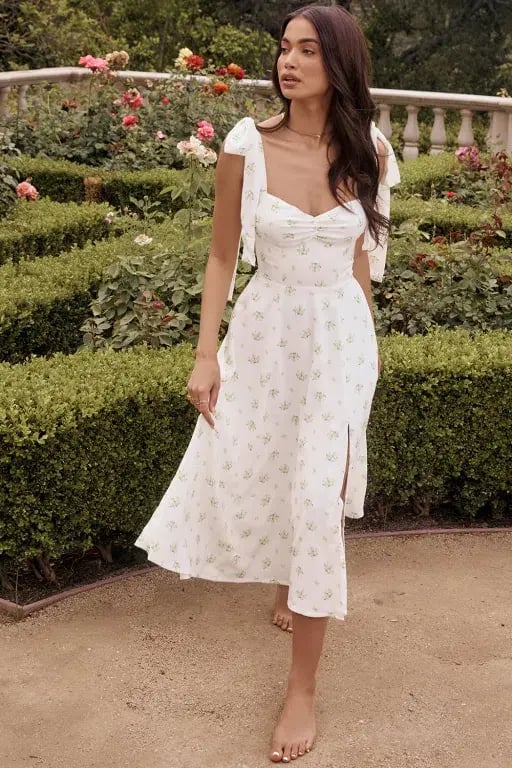 House of CB Alicia Ivory Midi Sundress White Floral Size 8 photo 3