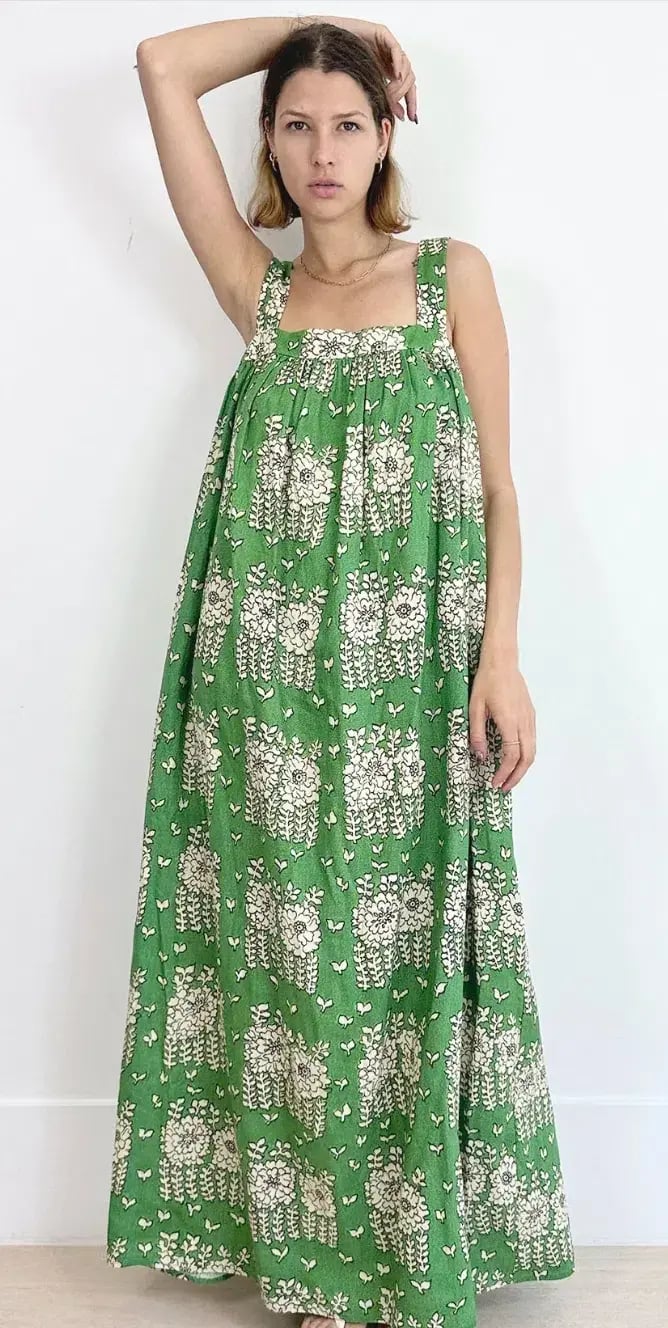 Oroton Posie Linen Maxi Dress Green Floral Size 8 photo 3