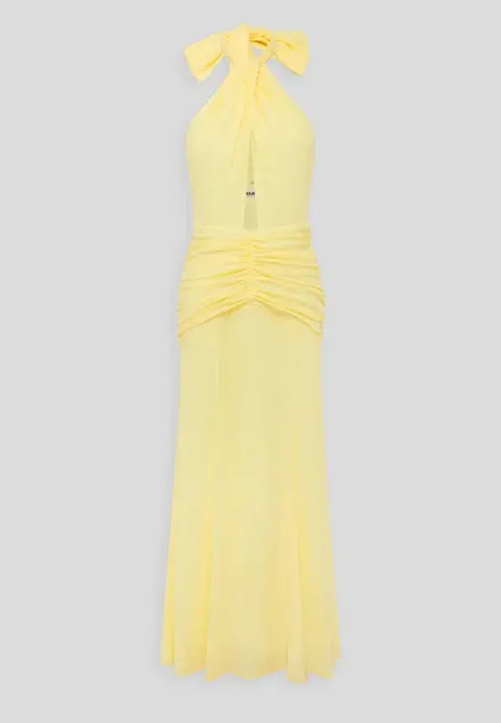 Venroy The Halter Neck Cut Out Dress In Pastel Yellow Size M / AU 10 photo 4