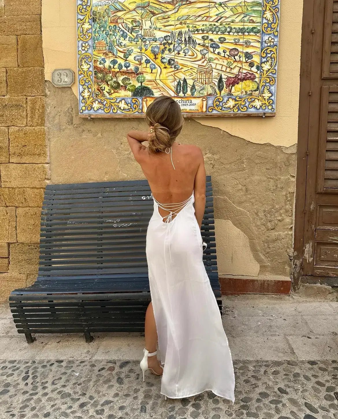 Leslie Amon Star Slip Maxi Dress in White Size M / AU 10 photo 5