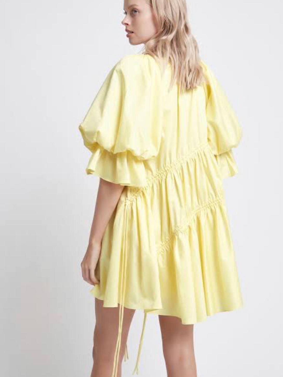 Aje Hushed Asymmetric Dress Yellow Size 6 photo 3
