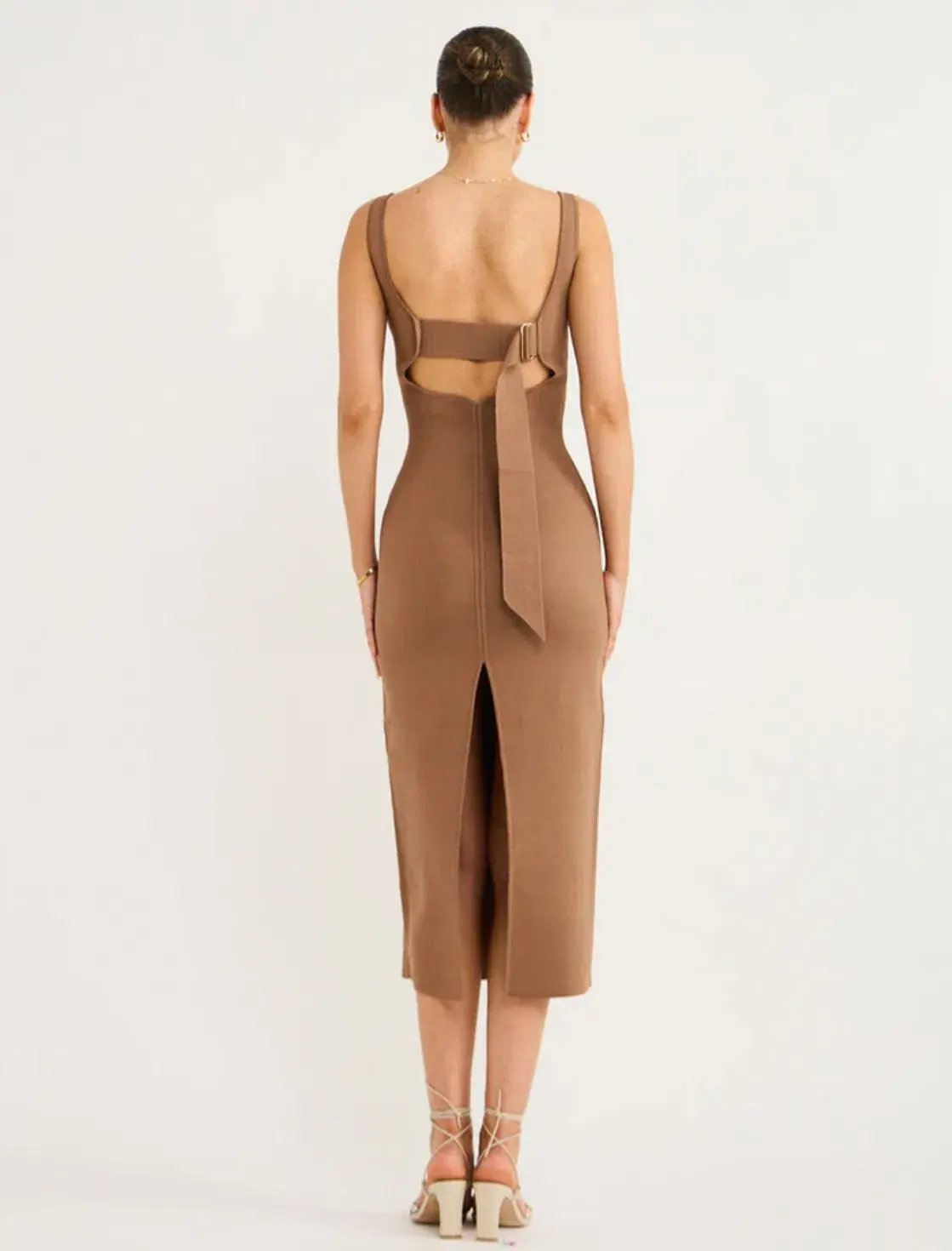 Clea Parsons Crepe Knit Dress In Hazel Size XS/ AU 6 photo 3