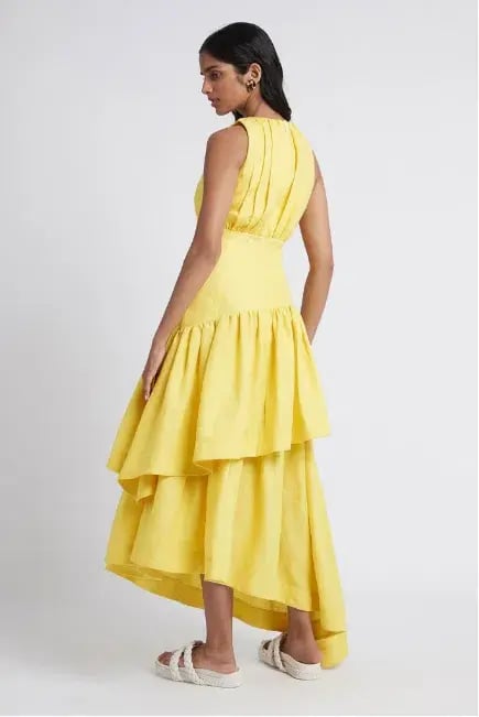 Aje Caliente Tiered Cut Out Dress Yellow Size 8 photo 3
