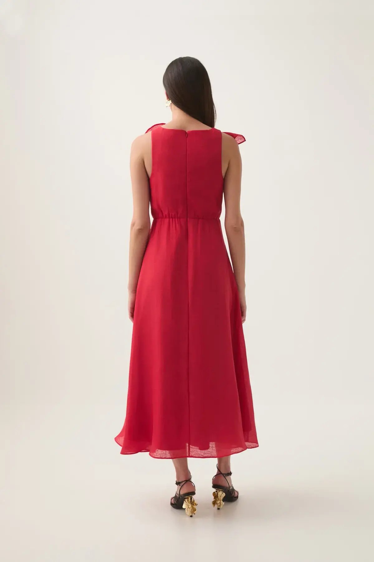 Aje Genesis Midi Dress Scarlet Red Size 12 photo 3