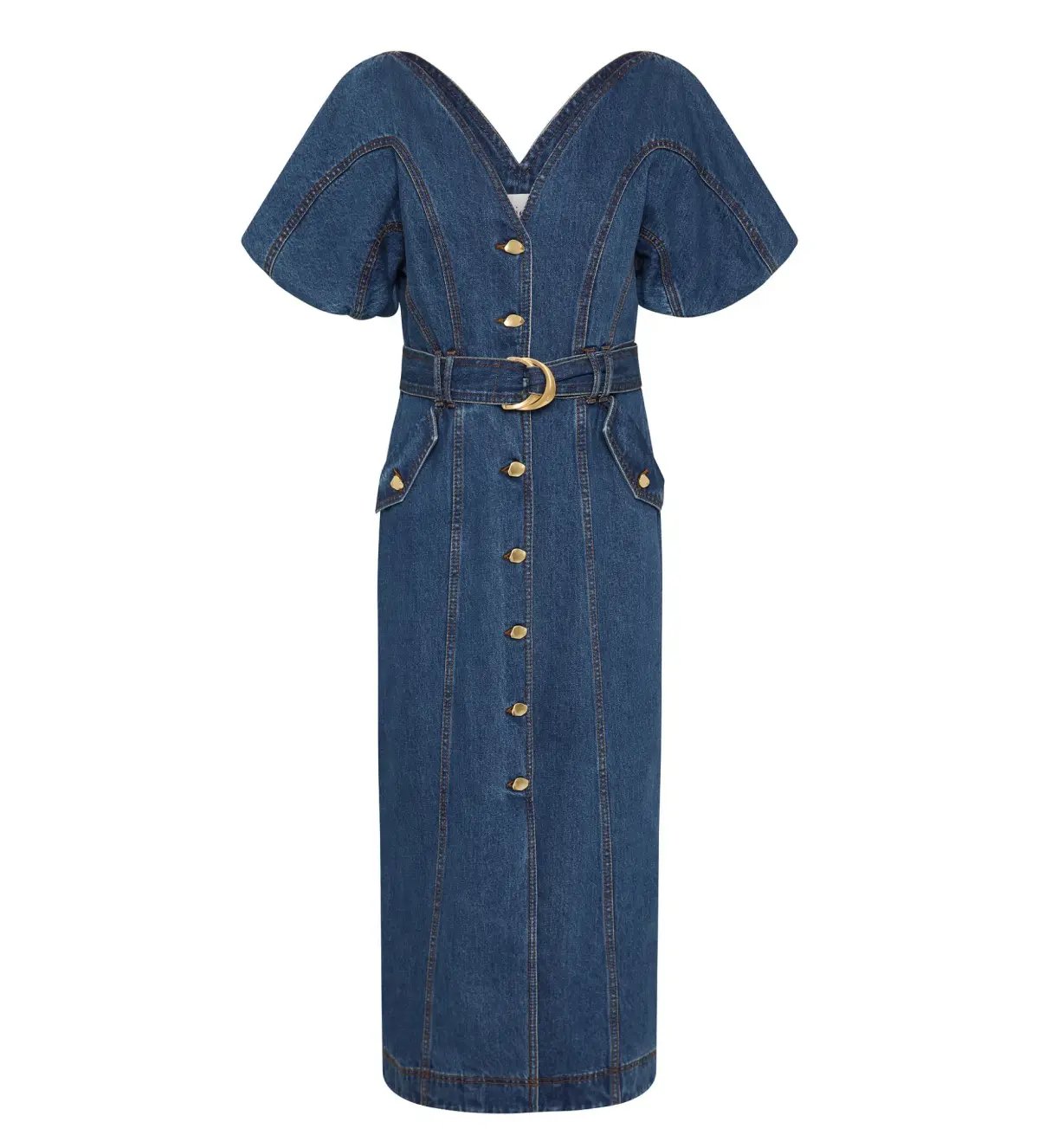 Aje Harper Denim Midi Dress Classic Wash Size 10/M photo 5