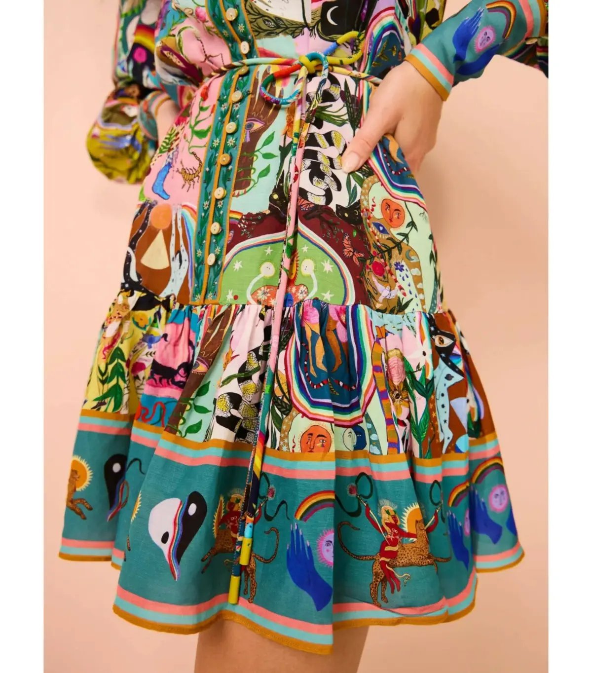 Alemais Evergreen Mini Dress in Multi Print Size AU 8 photo 4