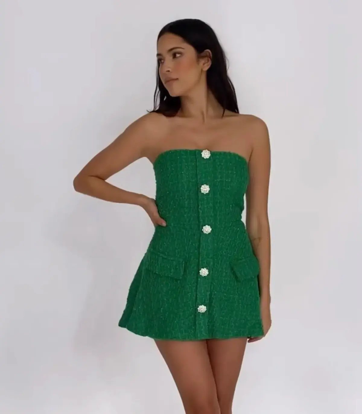 Lurelly Tweed Mini Dress Green Size 6 photo 5