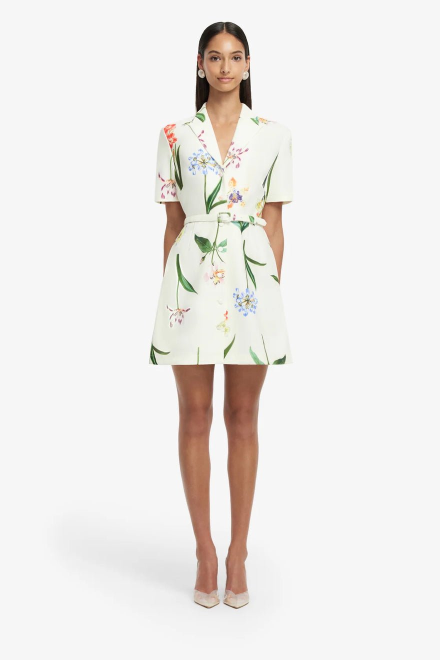 Leo Lin Brigitte Mini Dress - Botanical Print in Snow photo 3