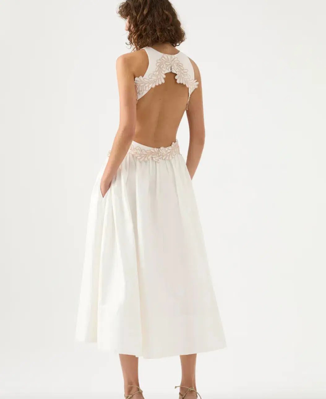 Aje Botanical Trim Midi Dress Ivory Size 8 photo 4