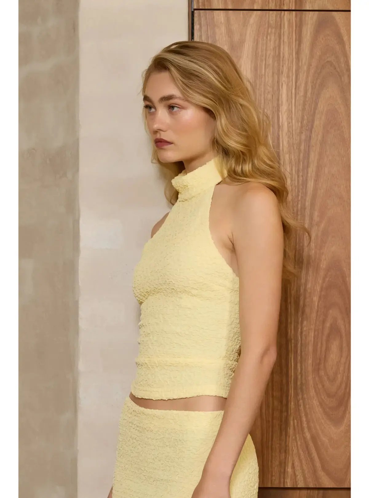 With Harper Lu Textured Halter Set in Limoncello Size AU 8 photo 5