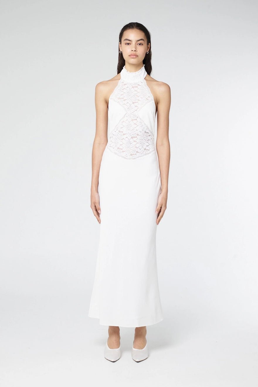 Third Form Serenade Lace Halter Maxi - Gardenia photo 2