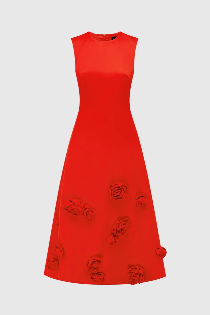 LEO LIN CLEO SLEEVELESS MIDI DRESS - SCARLET photo 4