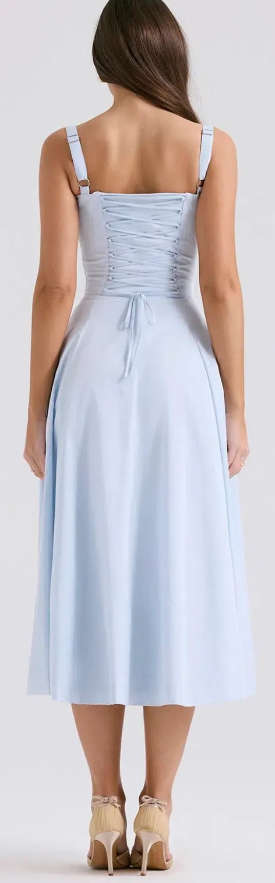 House of CB Carmen Soft Blue Bustier Midi Sundress Size L photo 3
