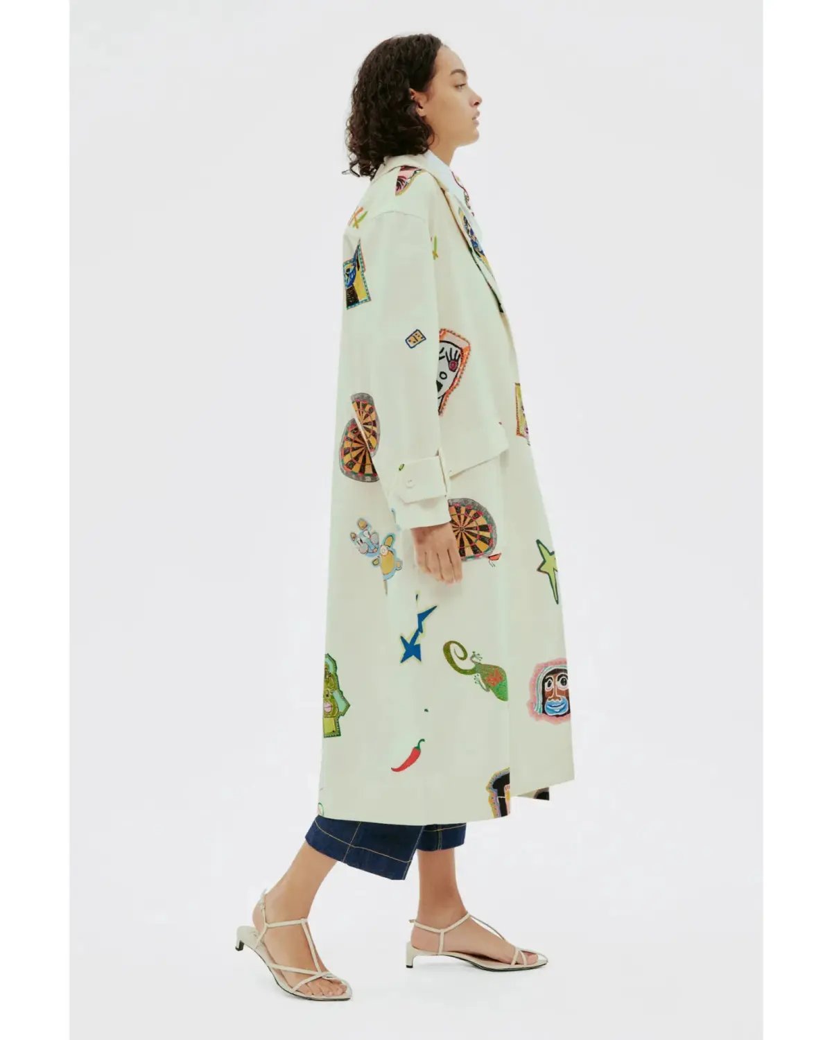 Alemais Checkers Coat Cream Print Size AU 16 photo 4