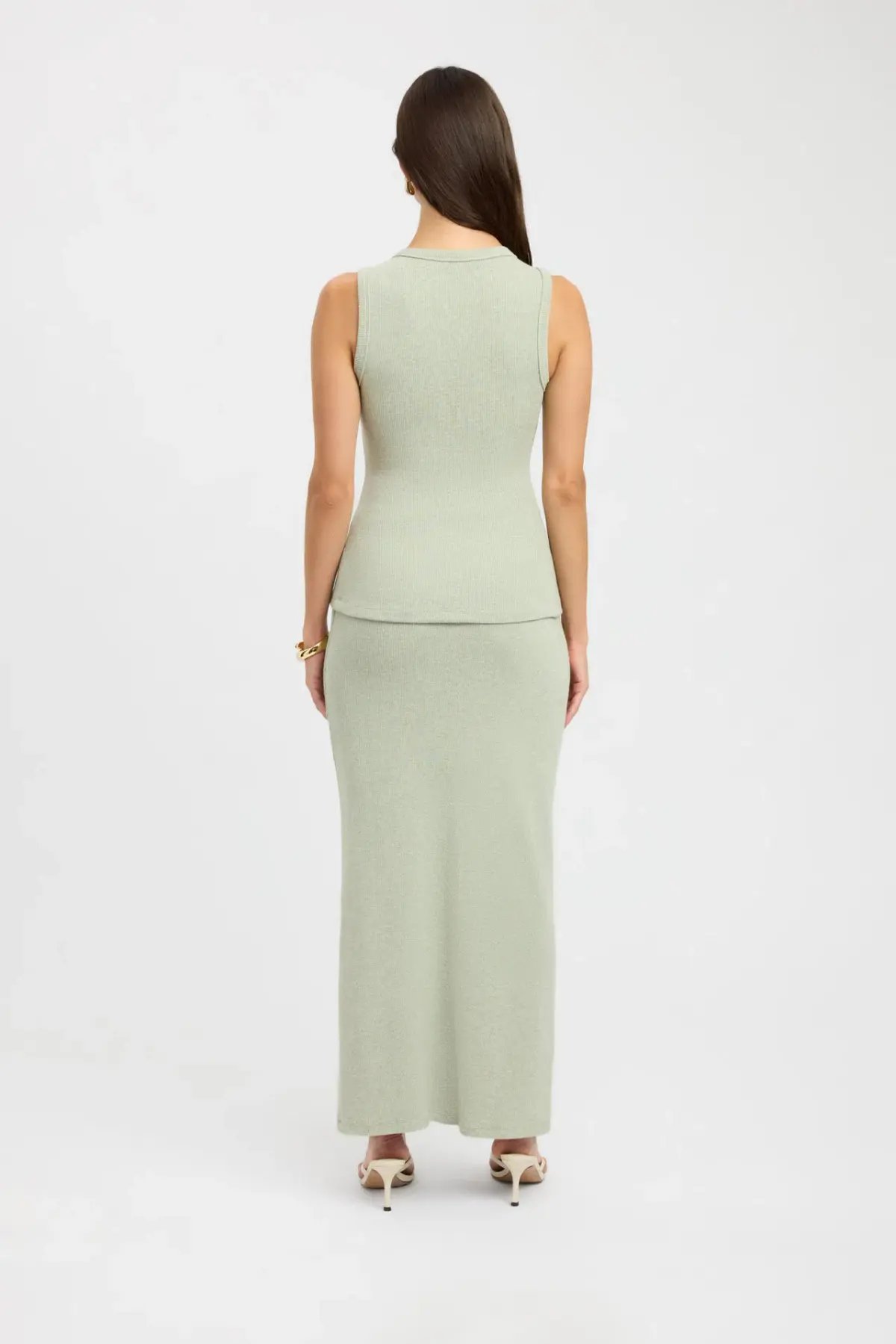 Kookai Bec Button Tank Size 36 and Carter Maxi Skirt Set Size 34 Sage Marle photo 2
