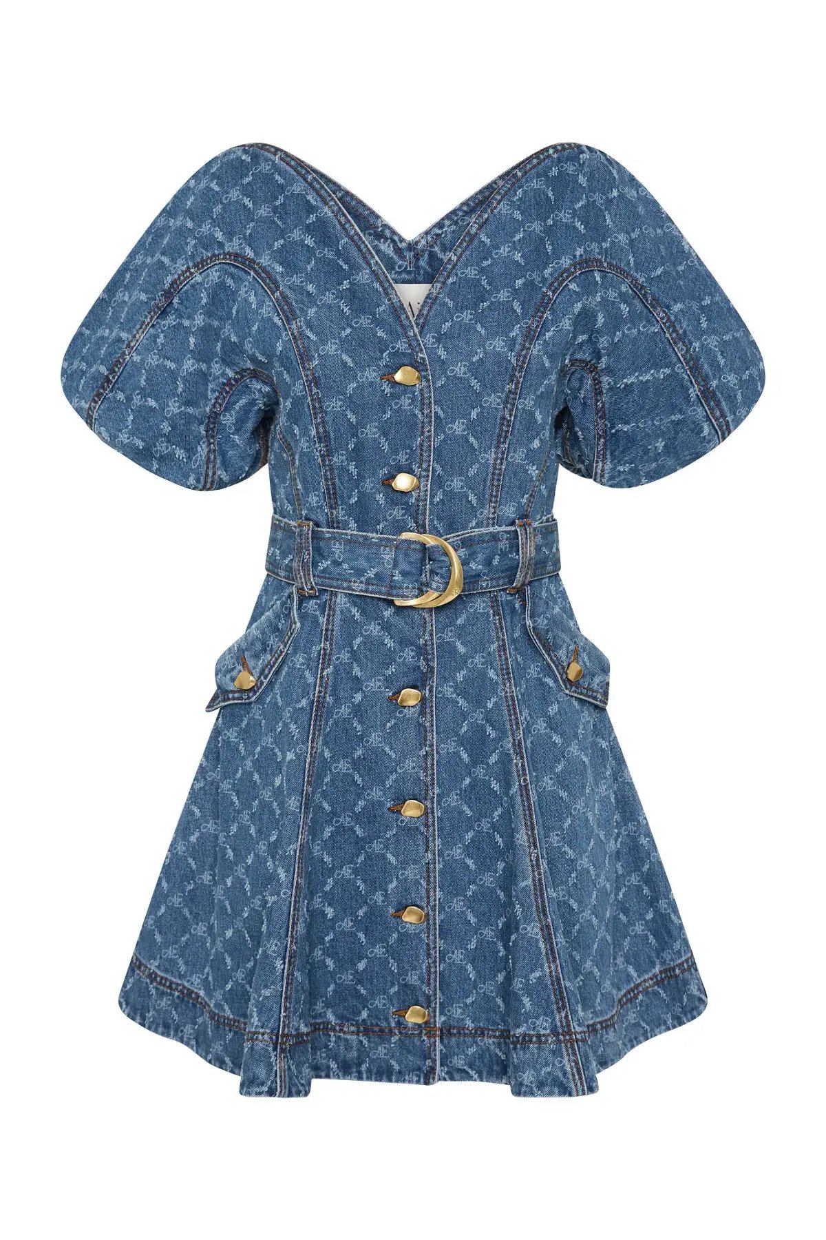 Aje Check Denim Mini Dress Diamond Logo Wash Size AU 14 photo 7