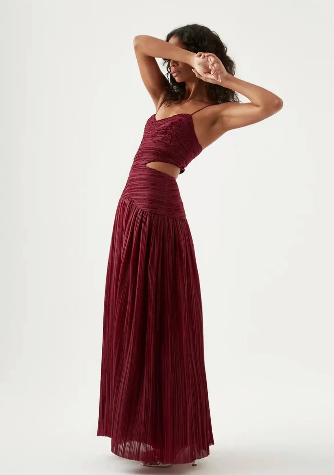 Aje Laurier Wave Maxi Dress Burgundy Size AU 6 photo 2