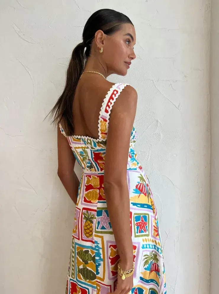 By Nicola Goldie Maxi Dress in Summer Vacation Multi-colored Size AU 8 photo 3
