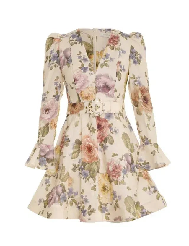 Zimmermann Luminosity Mini Dress Multi Floral Cream Size 1 / AU 10 photo 3