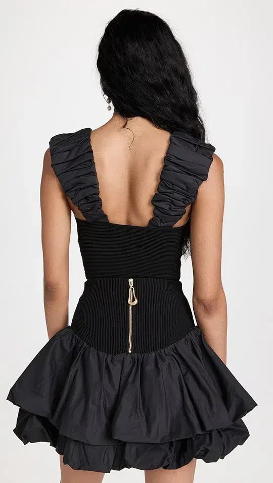 Aje Allard Ruched Strap Knit Top & Turner Bubble Skirt Set Black Size 6 photo 5