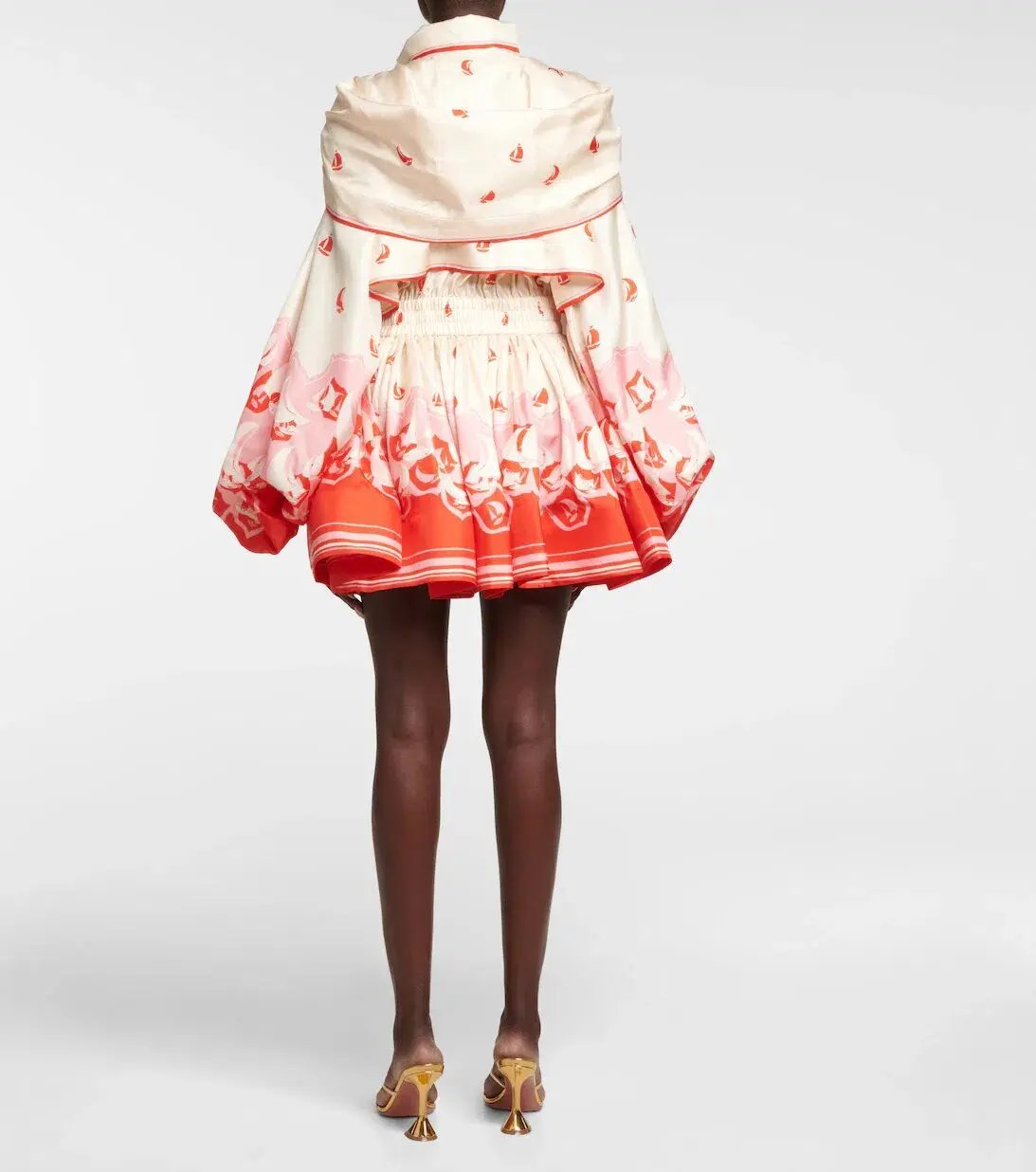 Zimmermann High Tide Billow Mini Dress Red Print Size 0 / AU 8 photo 2