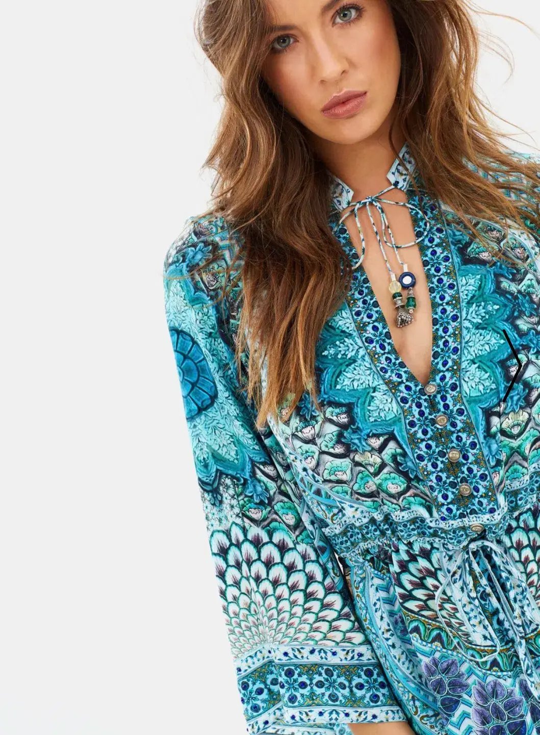 Camilla Drawstring Button Up Dress Turn On The Charm Print Size L photo 5
