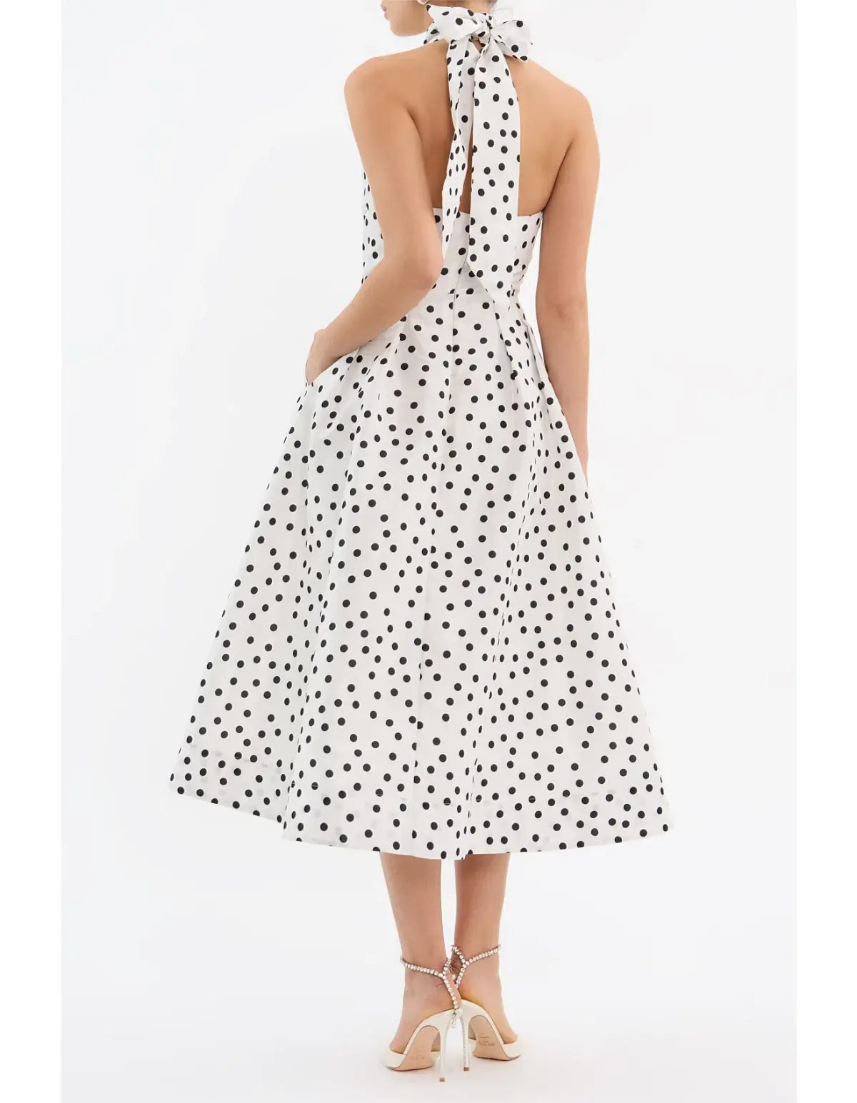 Rebecca Vallance Delia Halter Midi Dress Polka Dot Print Size 10 photo 2
