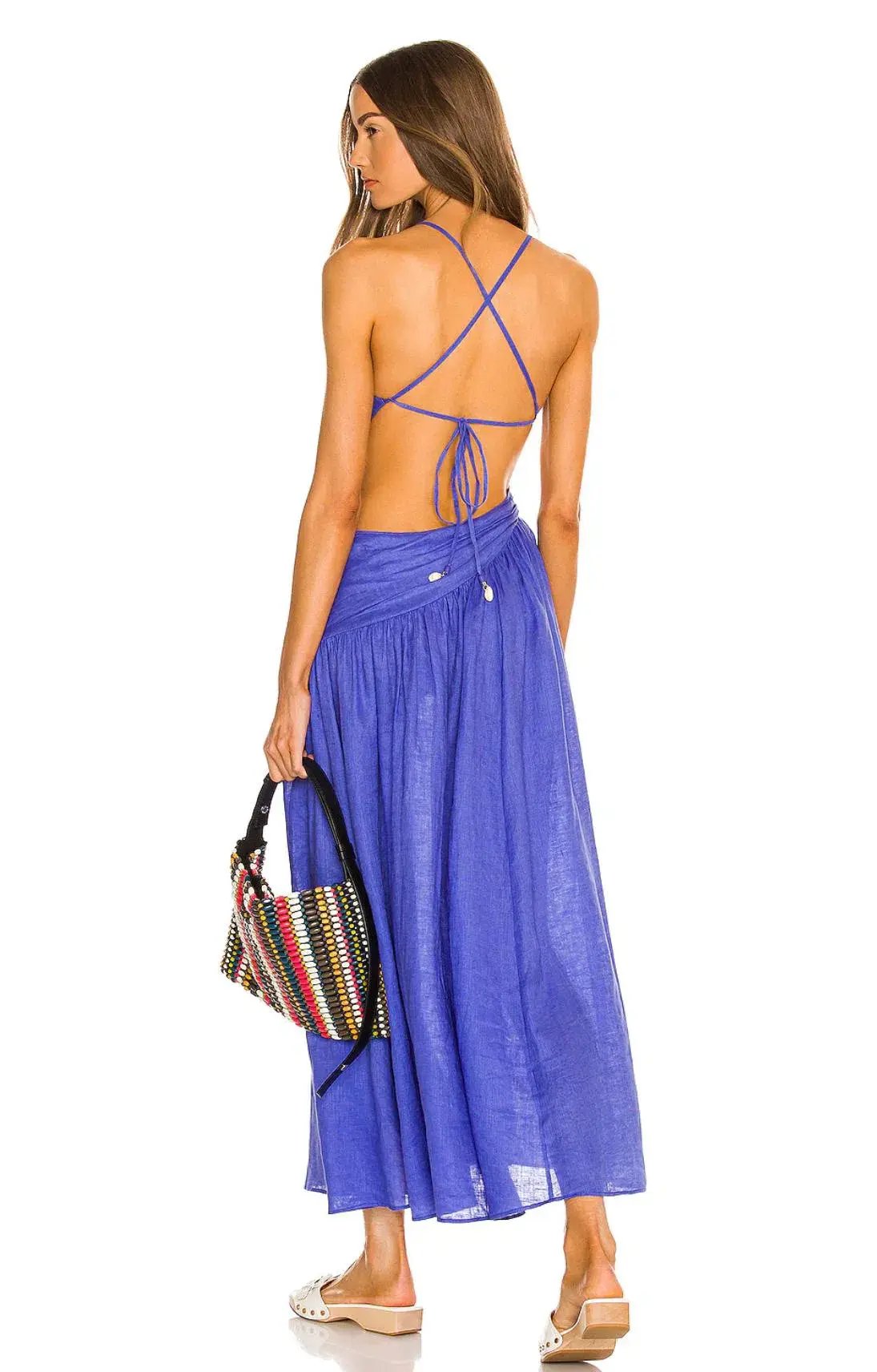 Zimmermann Tropicana Asymmetric Midi Dress Electric Blue Size 8 photo 3