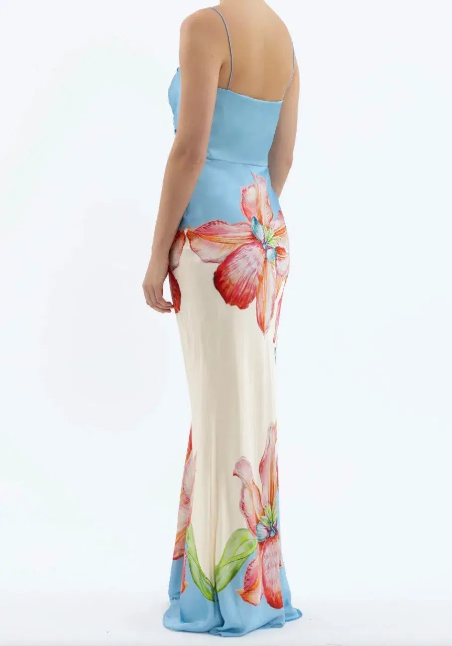 Rebecca Vallance Orchid Oasis Strap Gown Print Size AU 8 photo 3