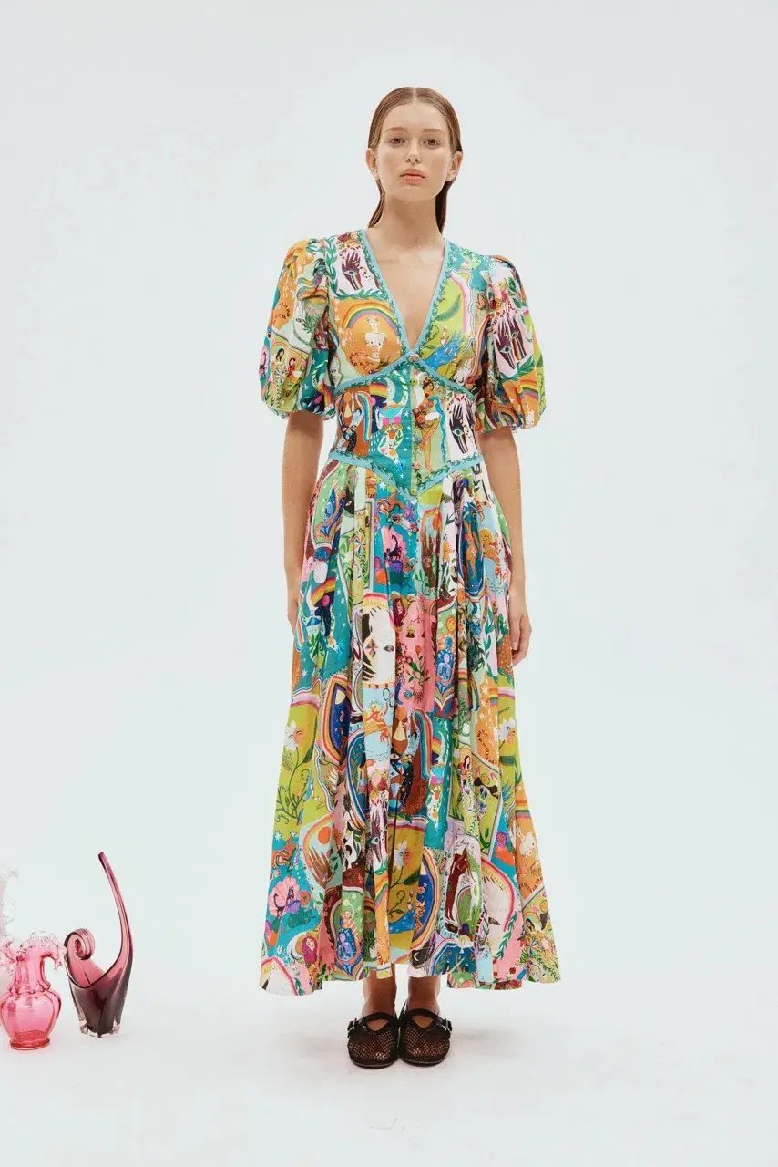 Alemais Evergreen Midi Dress Multi Size 8 photo 3