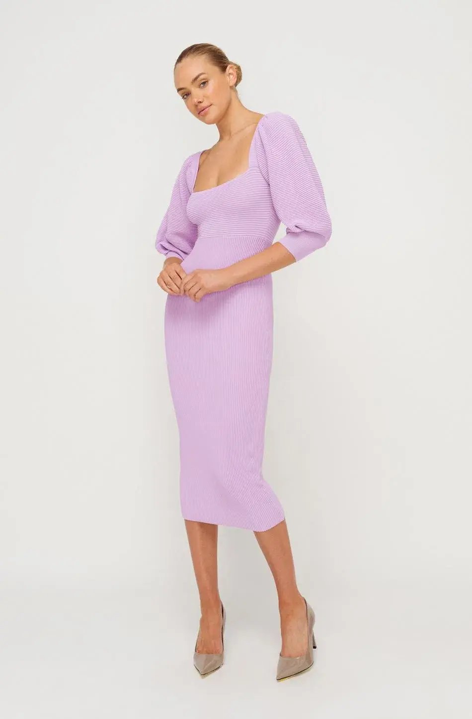 Sheike Bonnie Knit Midi Dress Lilac Purple Size 6 photo 3