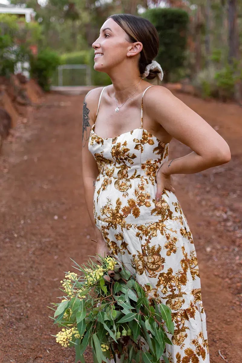 Shona Joy Bella Linen Corded Tiered Midi Dress Print Size 10 photo 5
