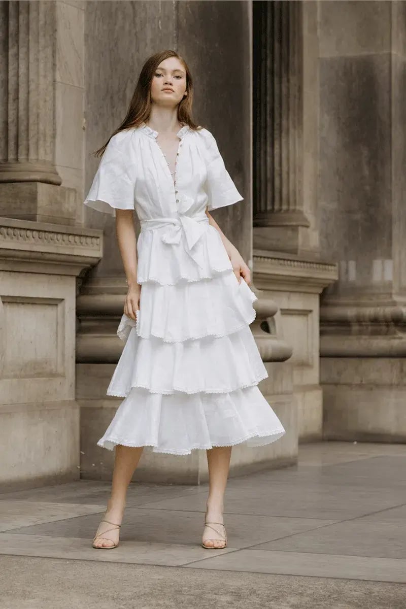 Keepsake the Label Current Midi Dress in Porcelain White Size 10 photo 3