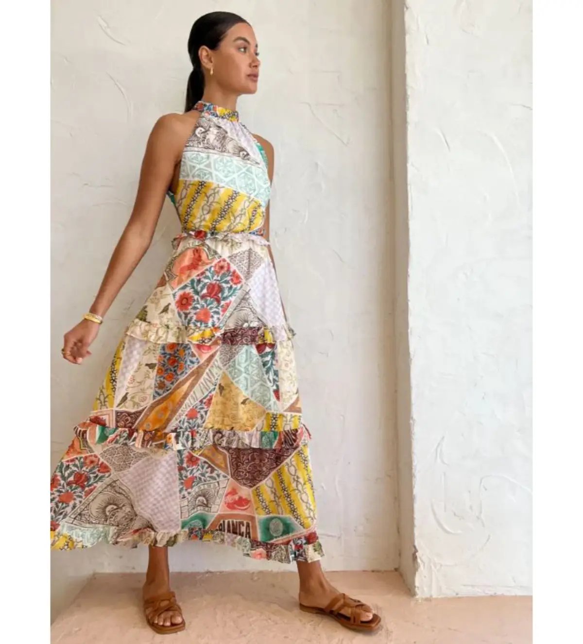 Kate Ford Zellejie Long Layered Maxi Dress Multi Print Size AU 6 photo 2