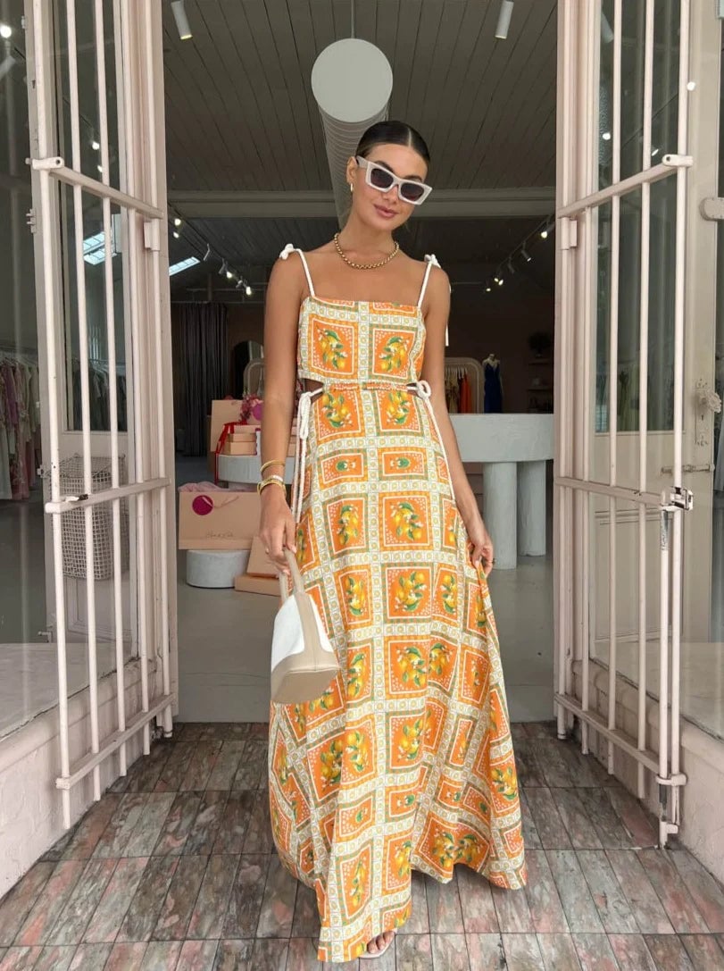 By Nicola Lemonade Tie Maxi - Orange Mosaic photo 3