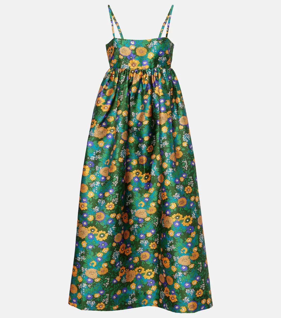 Alemais Carmine Printed Open Back Midi Dress Green Floral Multi Size 12 photo 4