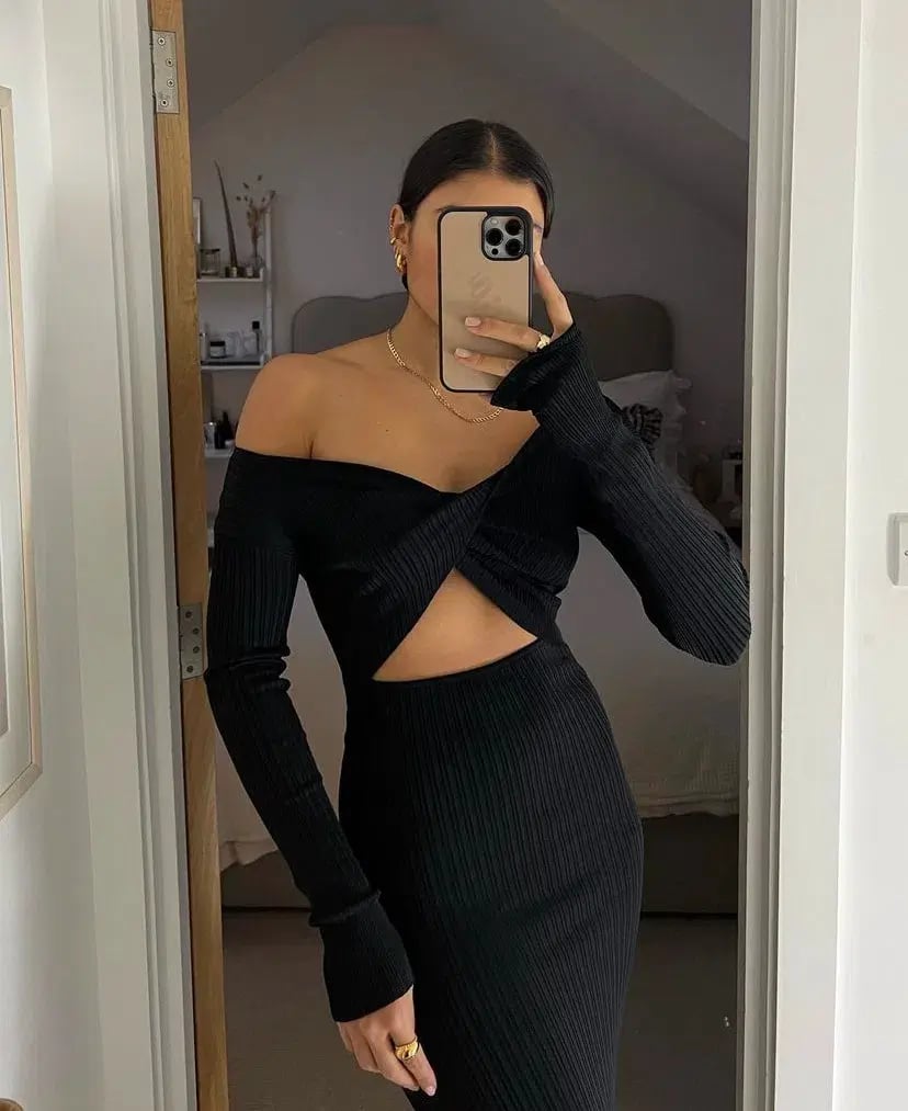 Sir the Label Kelvin Off Shoulder Midi Dress Black Size 1 / Au 8 photo 3