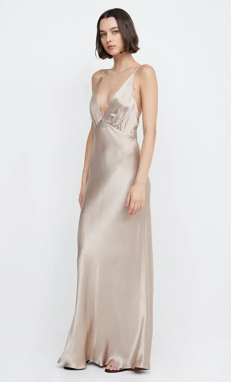 Bec & Bridge Lorelai V Maxi Dress Smoke Taupe Size 10 photo 5
