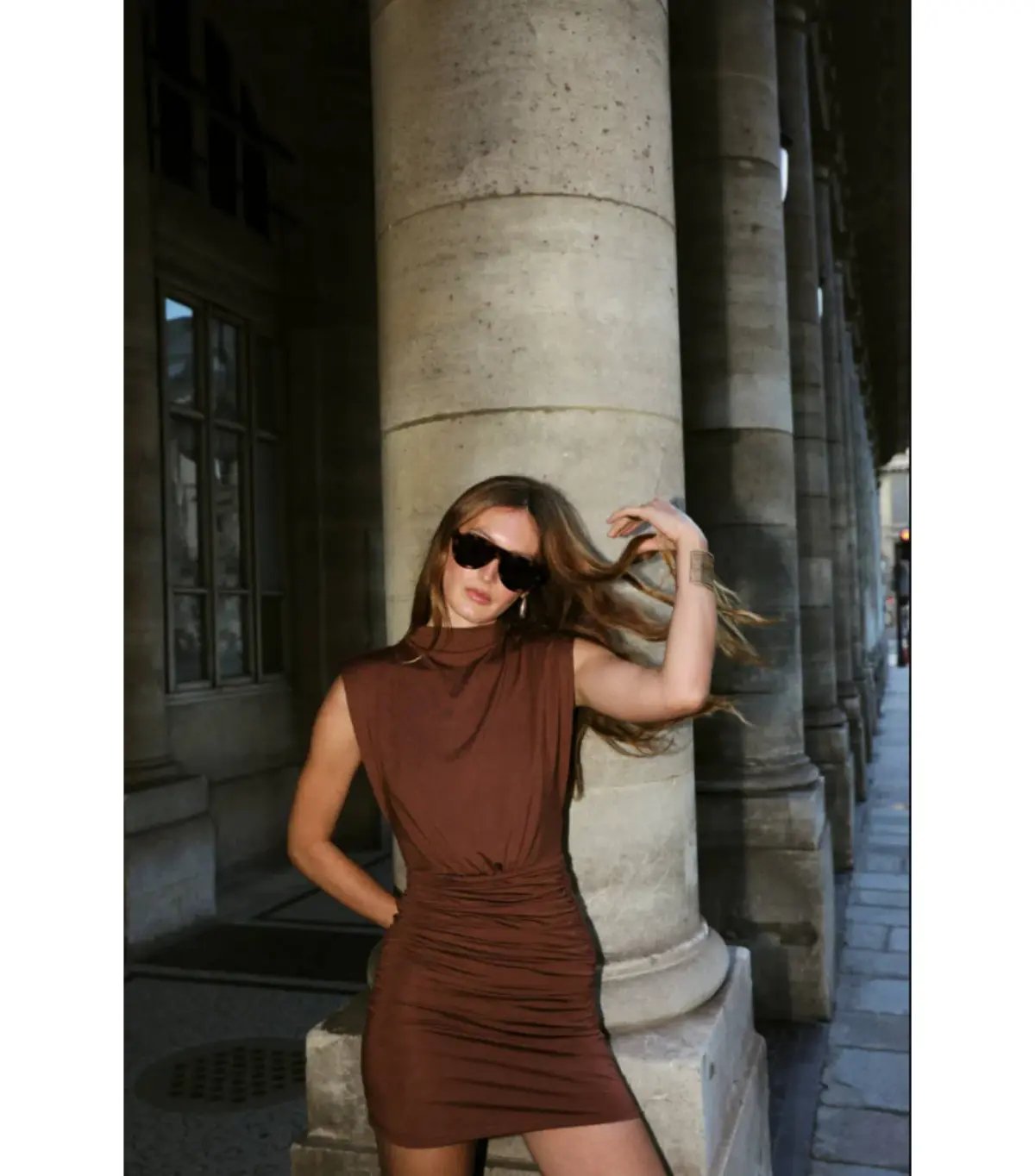 With Harper Lu Structured Shouldered Mini Dress Cafe Brown Size AU 10 photo 7