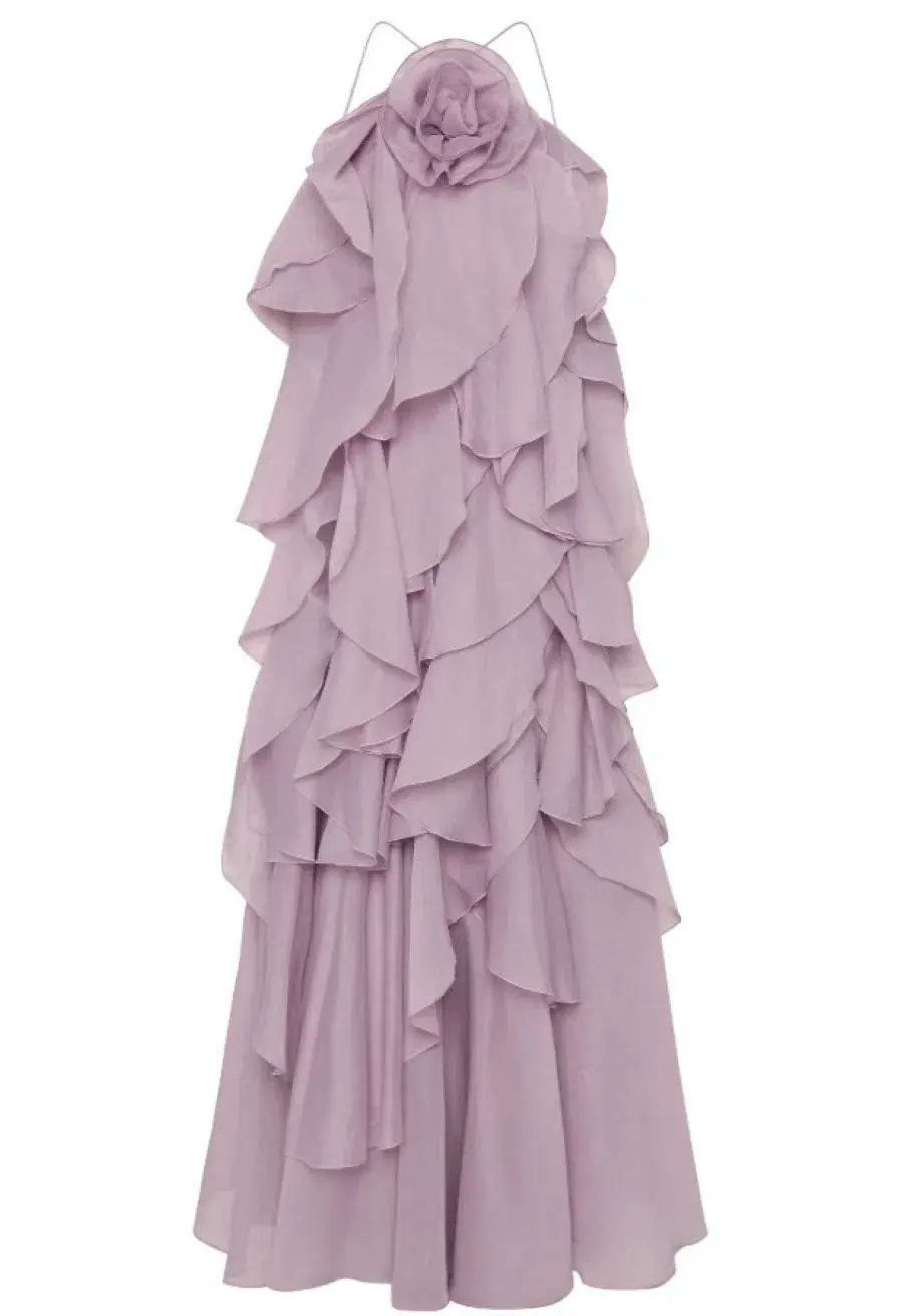 Aje Pandorea Layered Maxi Dress Purple Size 8 photo 3