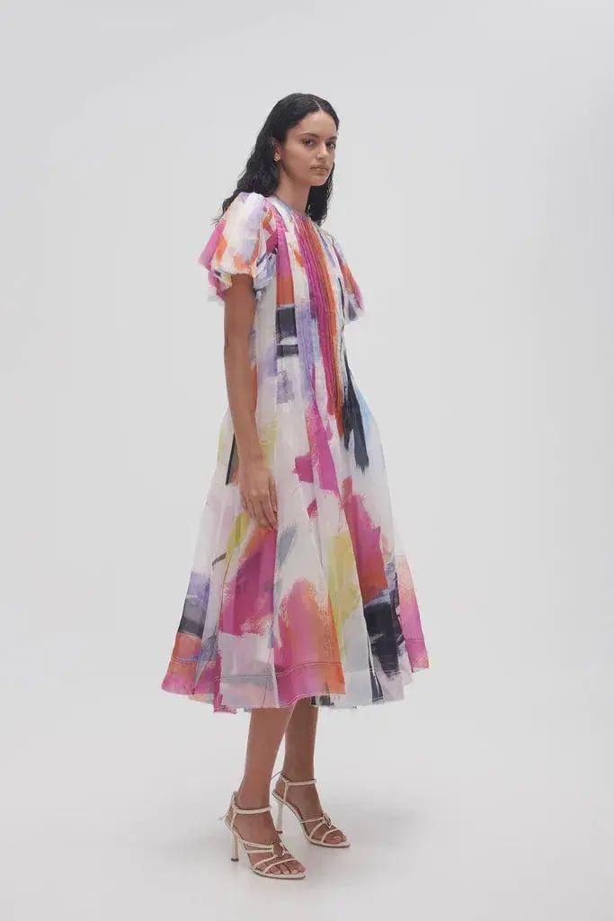 Aje Nova Pleated Midi Dress Deep Multi Size 16 photo 2